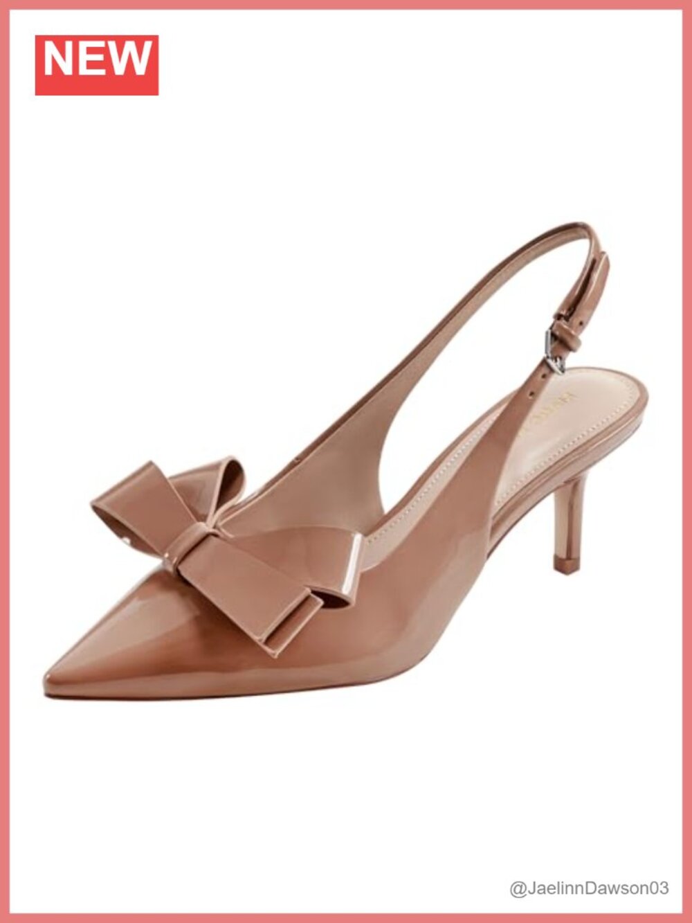 Marc Fisher Allon Slingback Pumps Faux Patent Leather Stiletto Heels Bow Detail